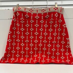 Anthropologie Red and Cream Sweater A-Line Skirt